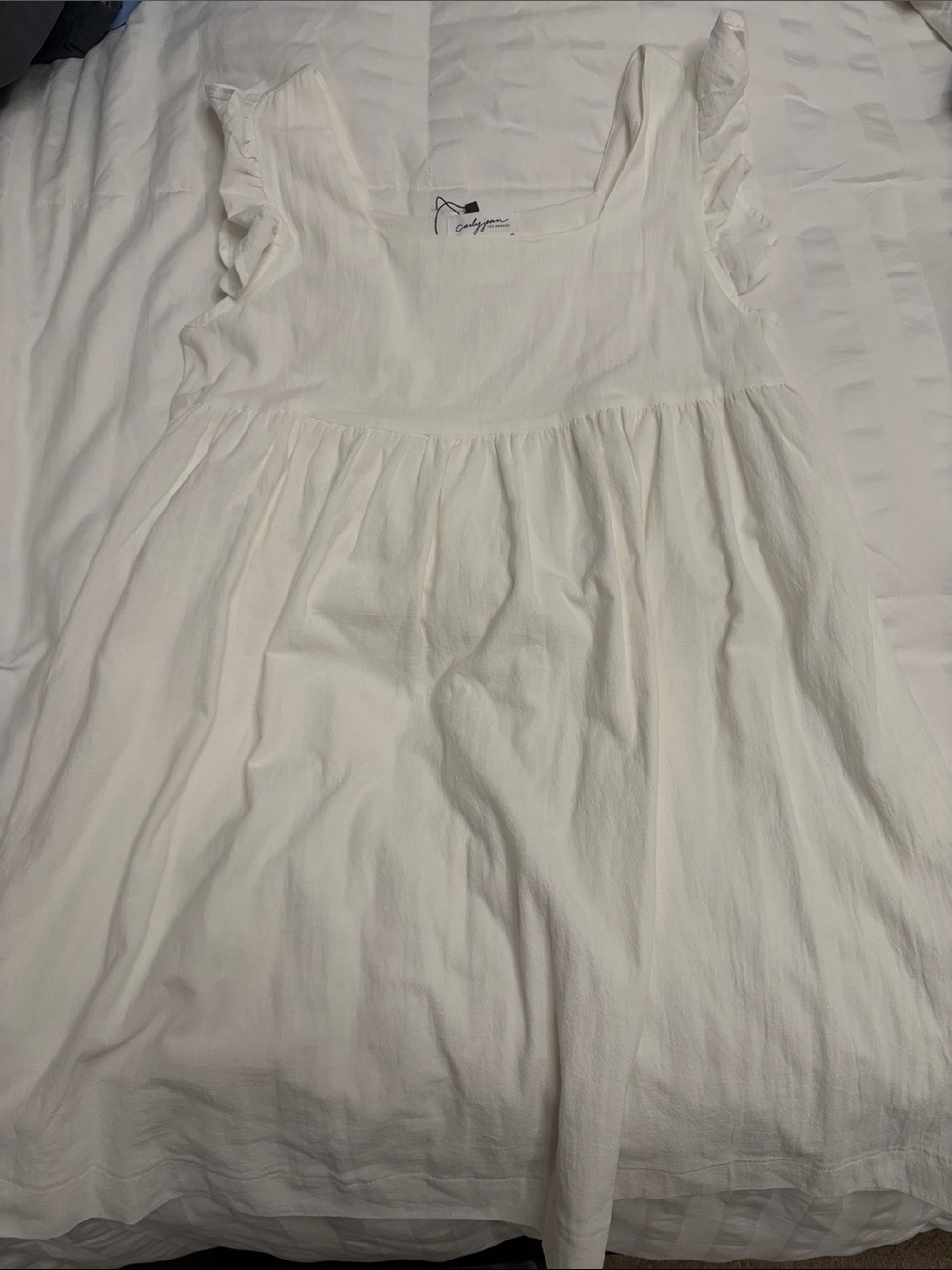 Carly Jean Los Angeles White Ruffle Sleeve Mini Dress